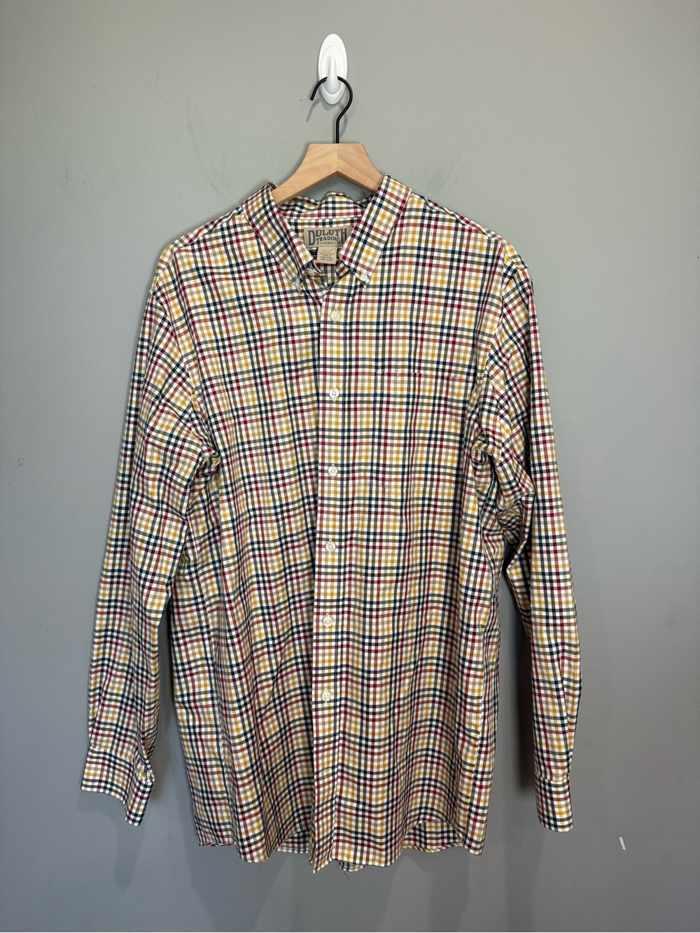 Duluth Trading Co 100% Cotton Plaid Button Down Shirt Men’s XL Tall